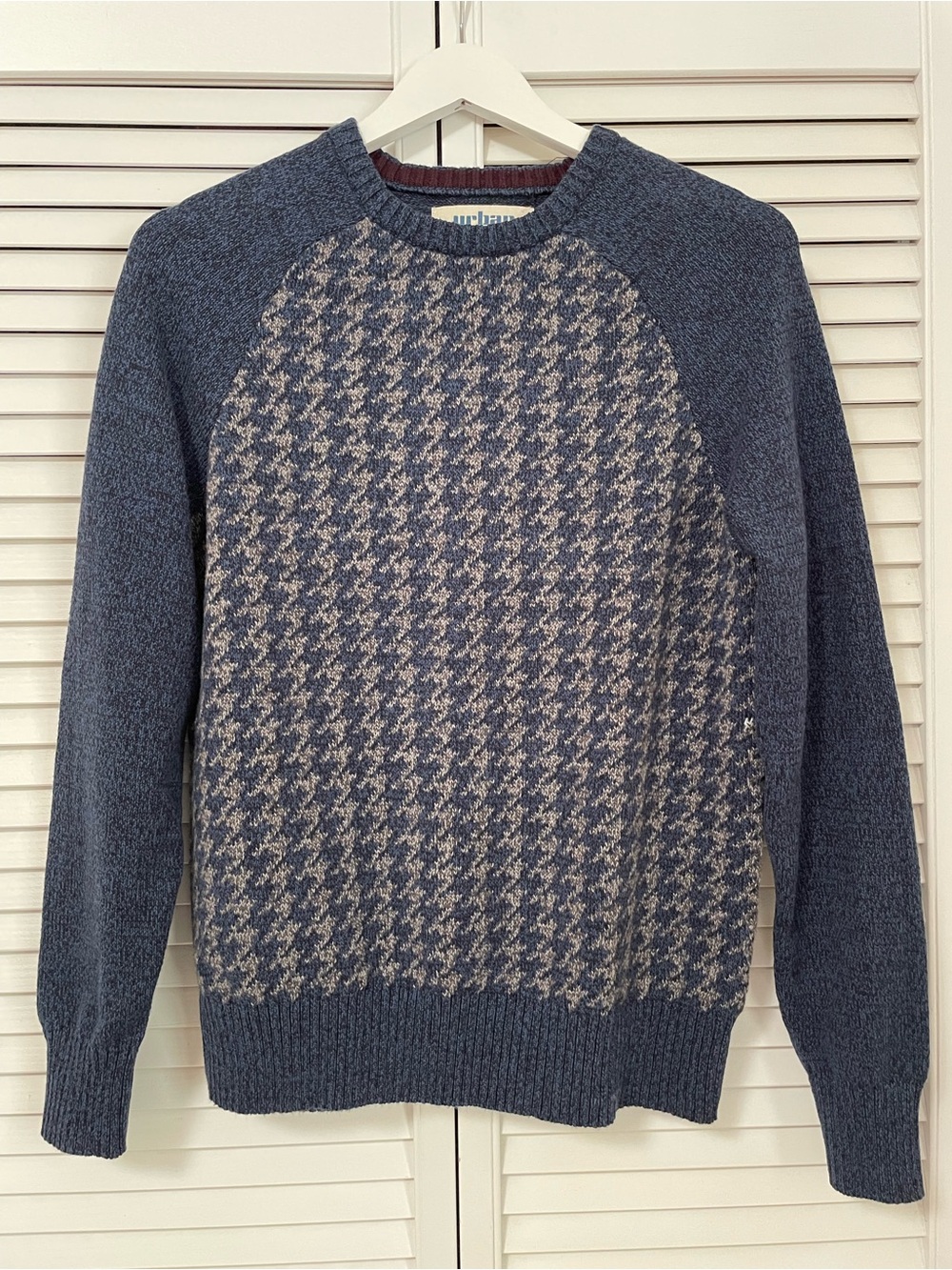 Urban Pipeline Men’s Medium Cotton Blend Blue Grey Checkered Long Sleeve Sweater
